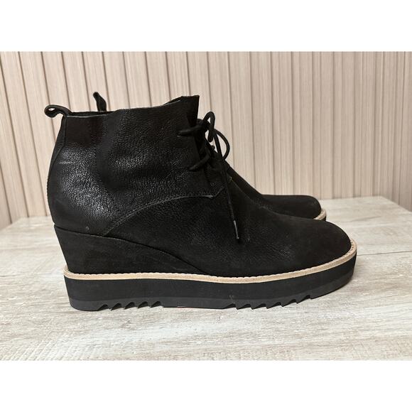 EILEEN FISHER Capa Wedge Chukka Boot In Black Sz 8 Brand New - Picture 10 of 14